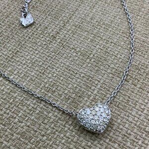 Swarovski Pave Set Crystals Puffed Heart Chain Necklace